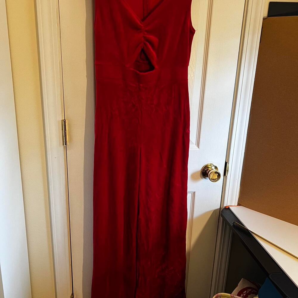 Juicy couture red velvet maxi jumpsuit
